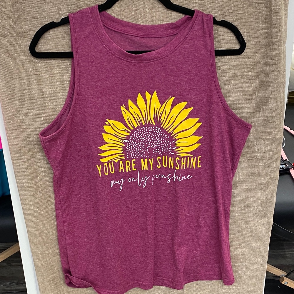 You Are My Sunshine Sunflower Graphic Tank Top - Pink